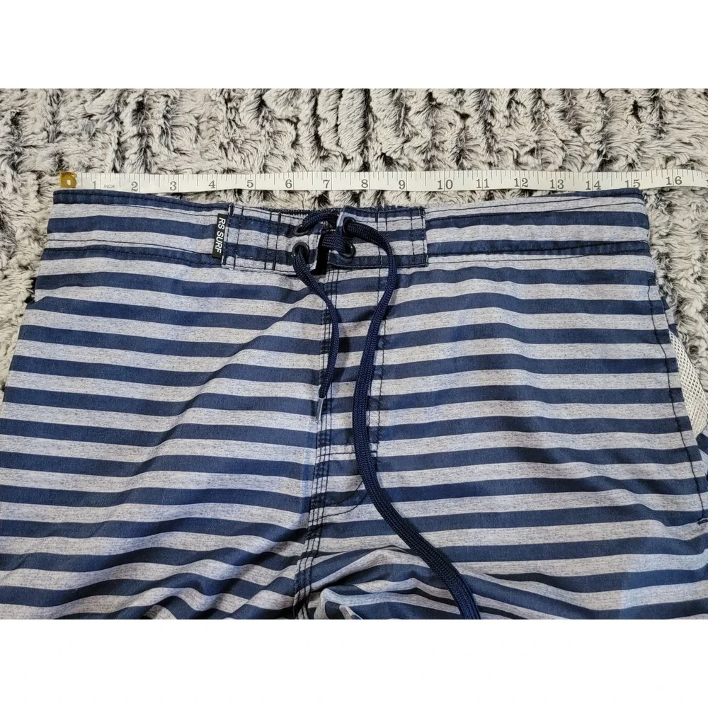 RS Surf Men's Board Shorts Striped Elastic Waist Drawstring Pockets‎ Size M